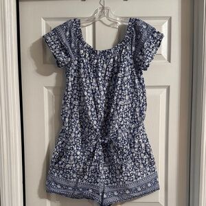 Vineyard Vines Blue and White Floral Romper